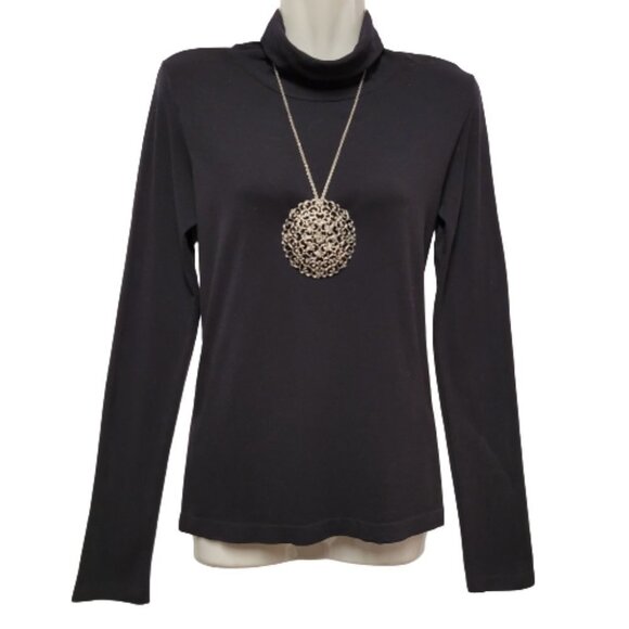 Turtleneck Black Seamless Top Long Sleeve Fall Top Winter Top Size   Size M - Picture 1 of 10